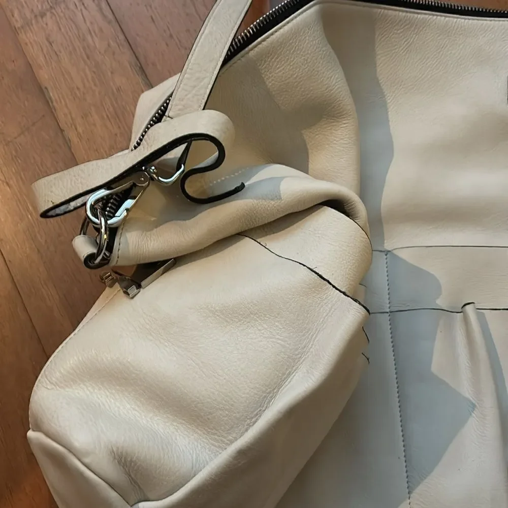 Marni Super Oversized Lambskin Hobo Bag in Off White